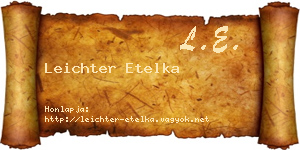 Leichter Etelka névjegykártya